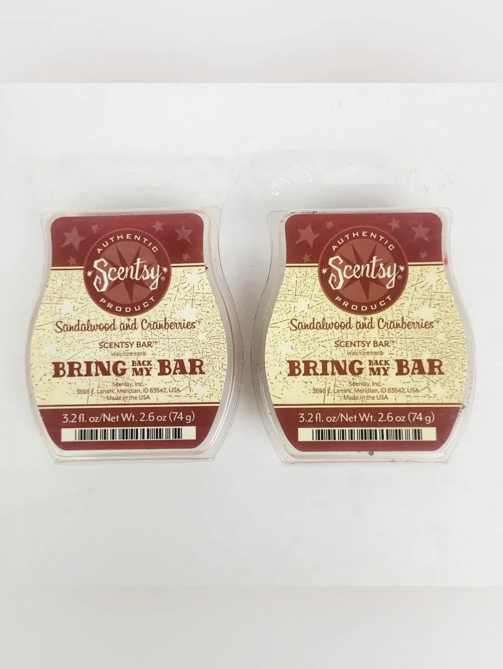 Scentsy Sandalwood & Cranberries Wax Bar Pack - Red and Cream Labels